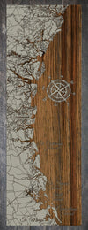 Custom Coastline Map on Wood