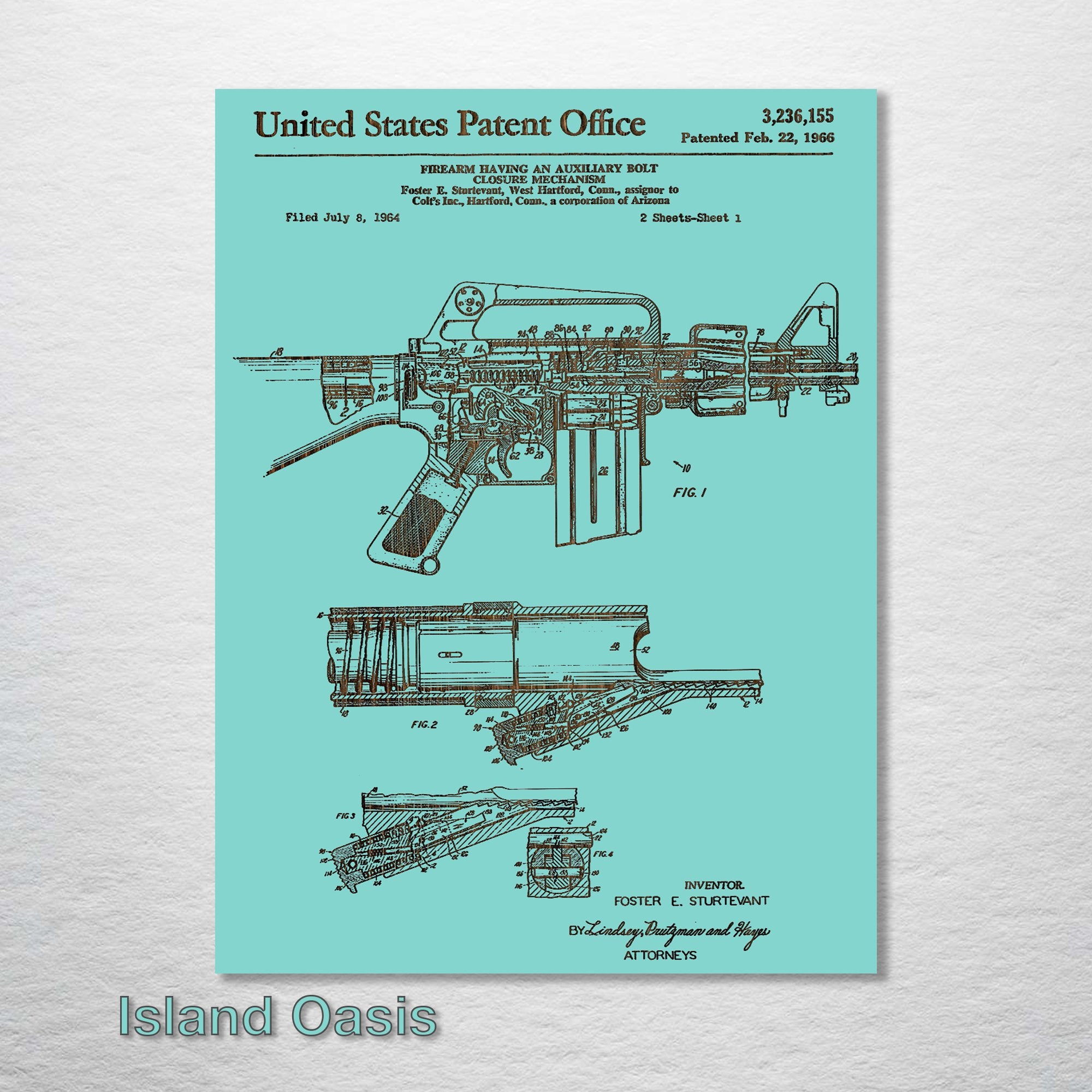 AR-15 Rifle - Patent on Wood