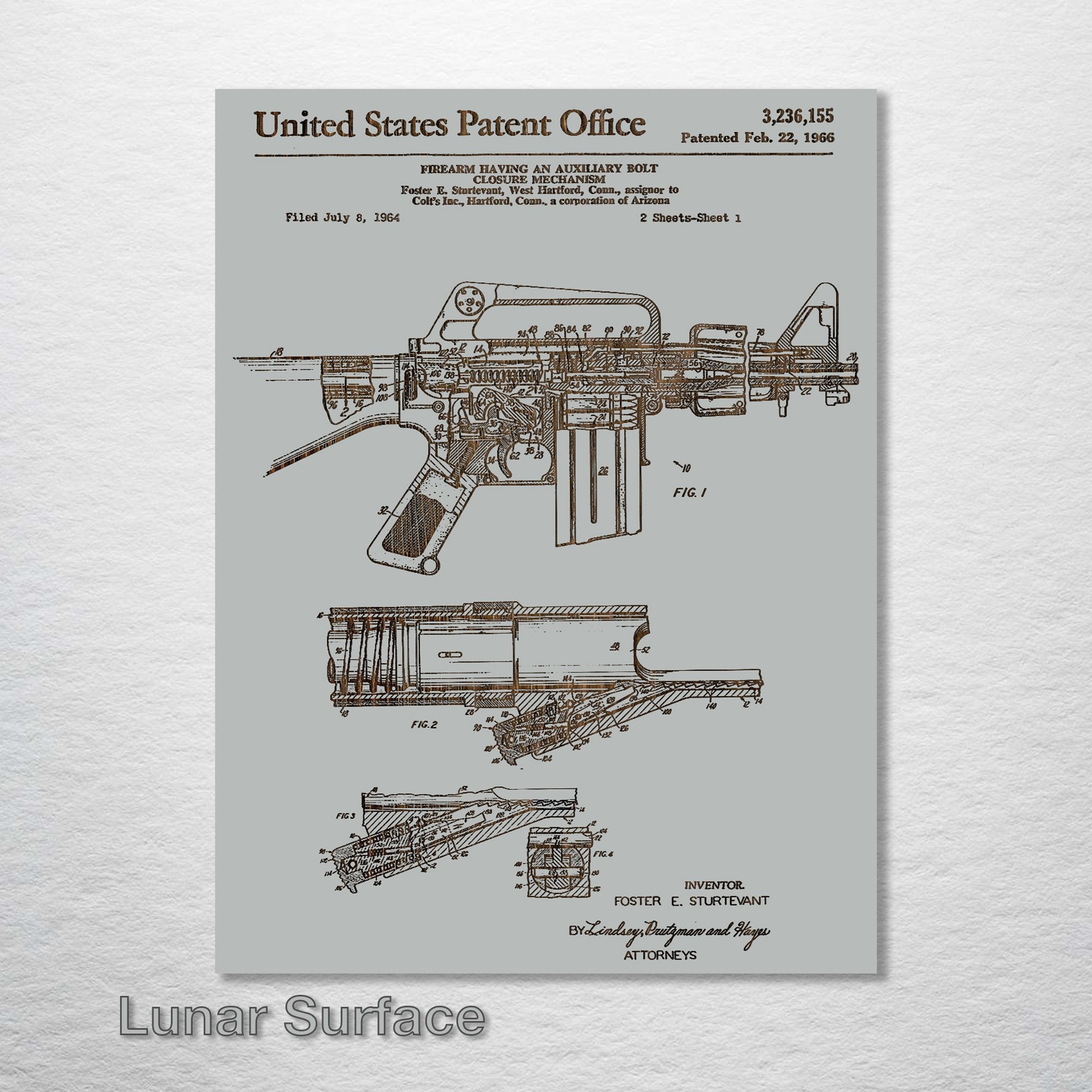 AR-15 Rifle - Patent on Wood