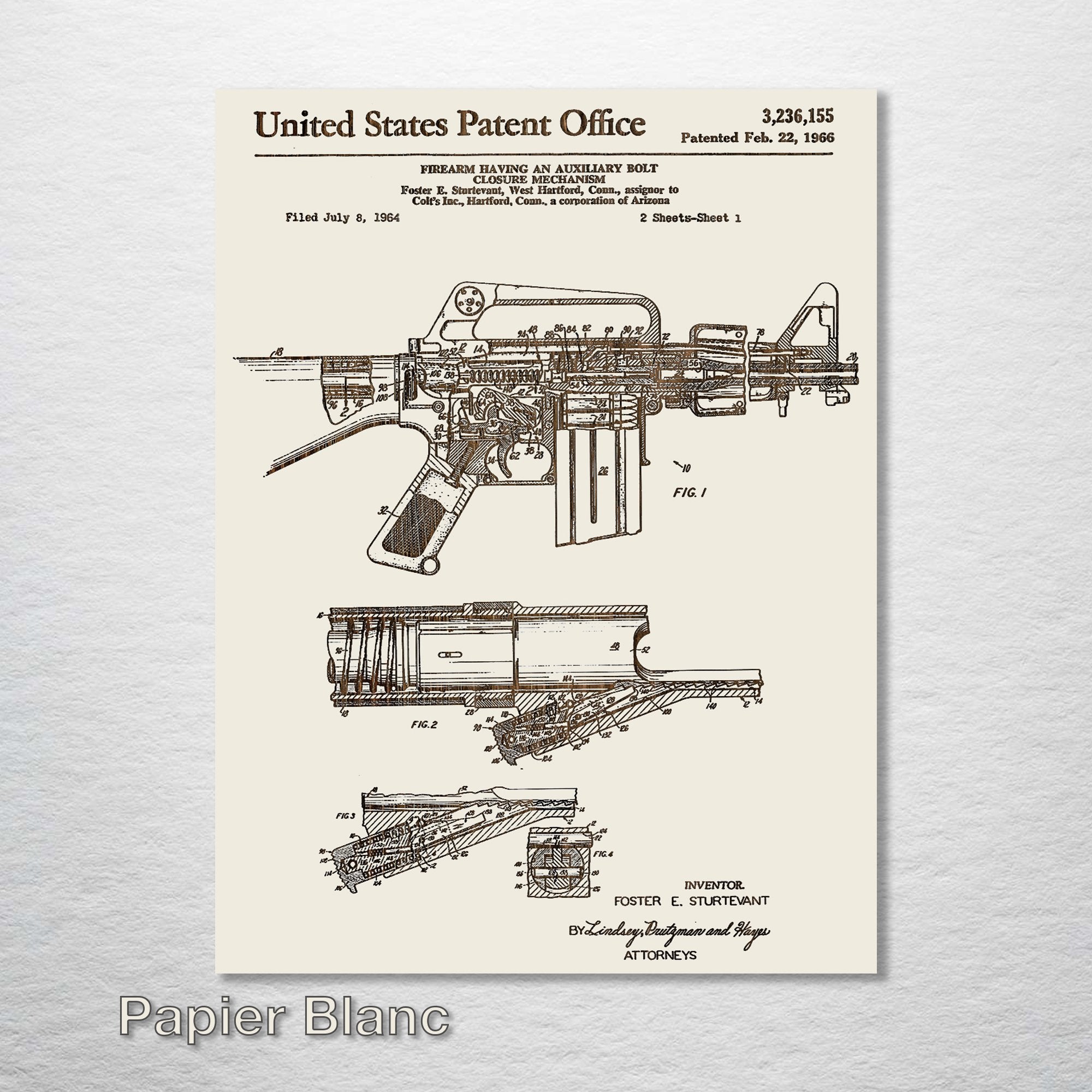 AR-15 Rifle - Patent on Wood