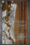 Amelia Island, FL - Street Map on Wood