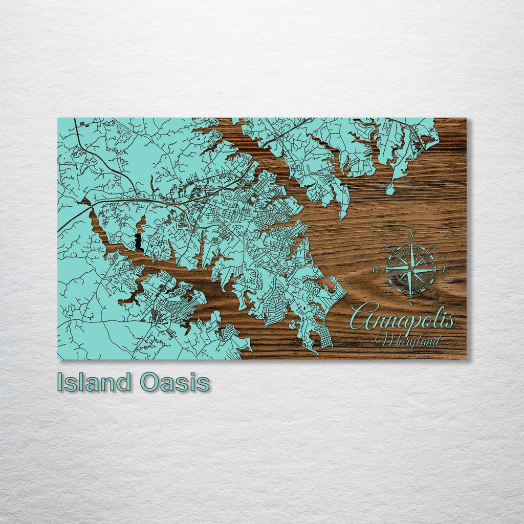 Annapolis, MD - Street Map on Wood