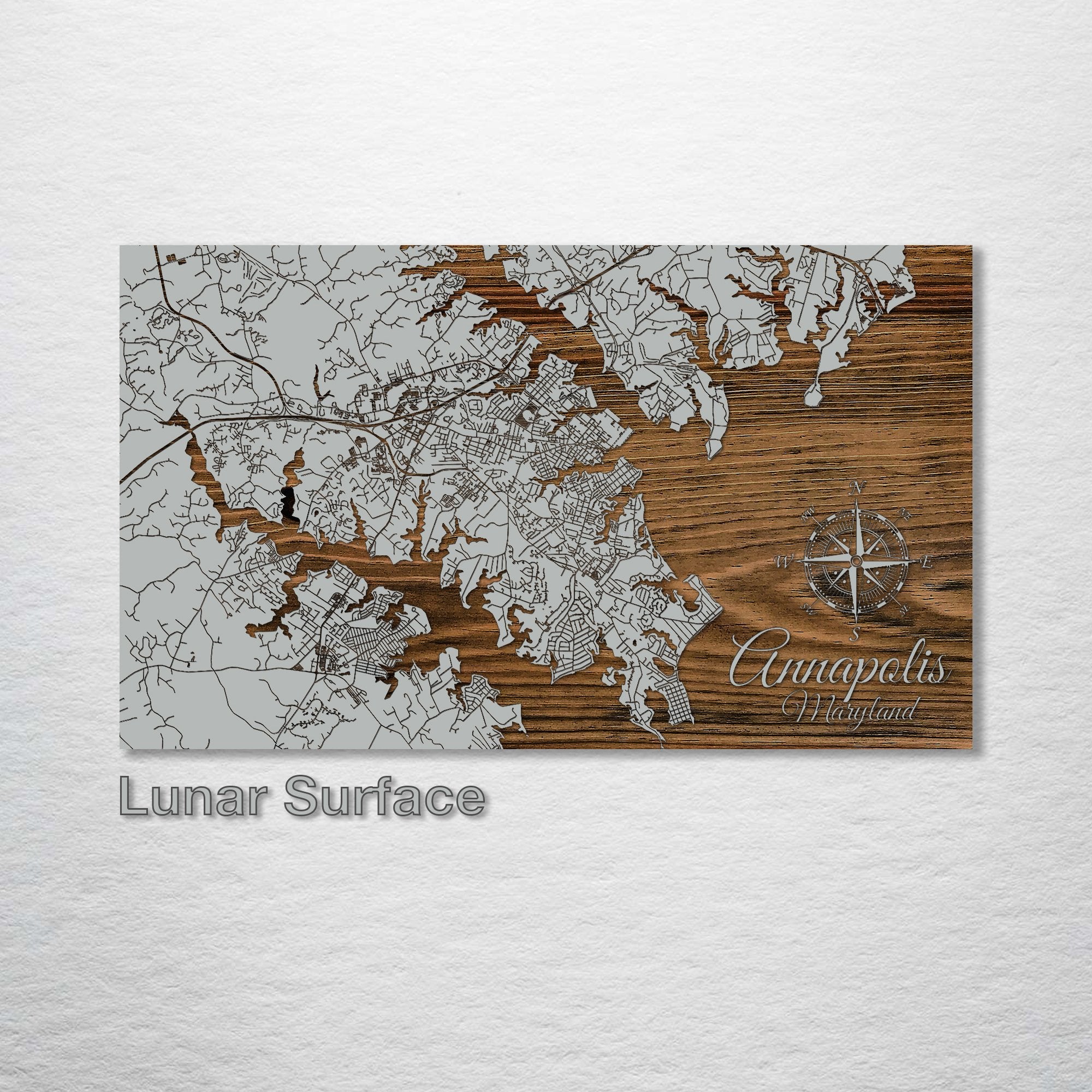 Annapolis, MD - Street Map on Wood