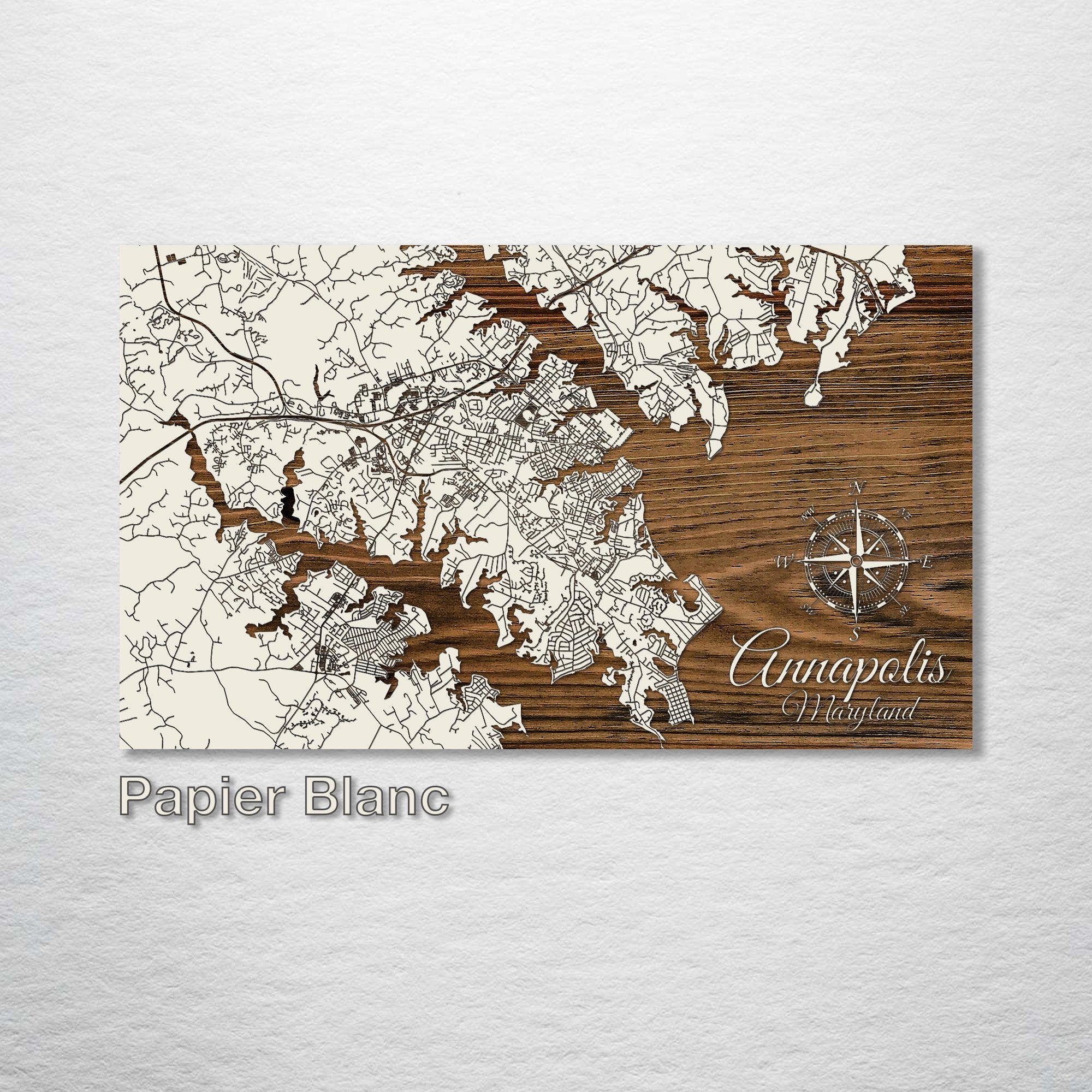 Annapolis, MD - Street Map on Wood