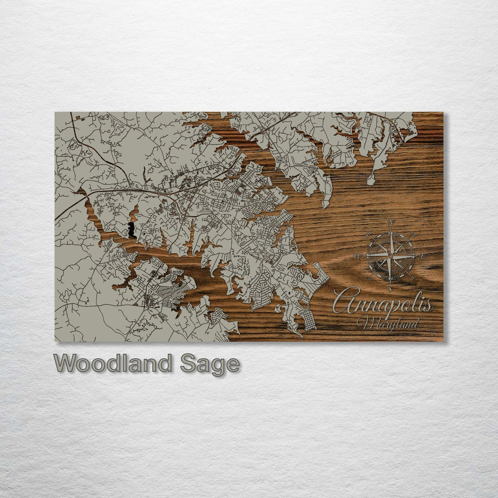 Annapolis, MD - Street Map on Wood