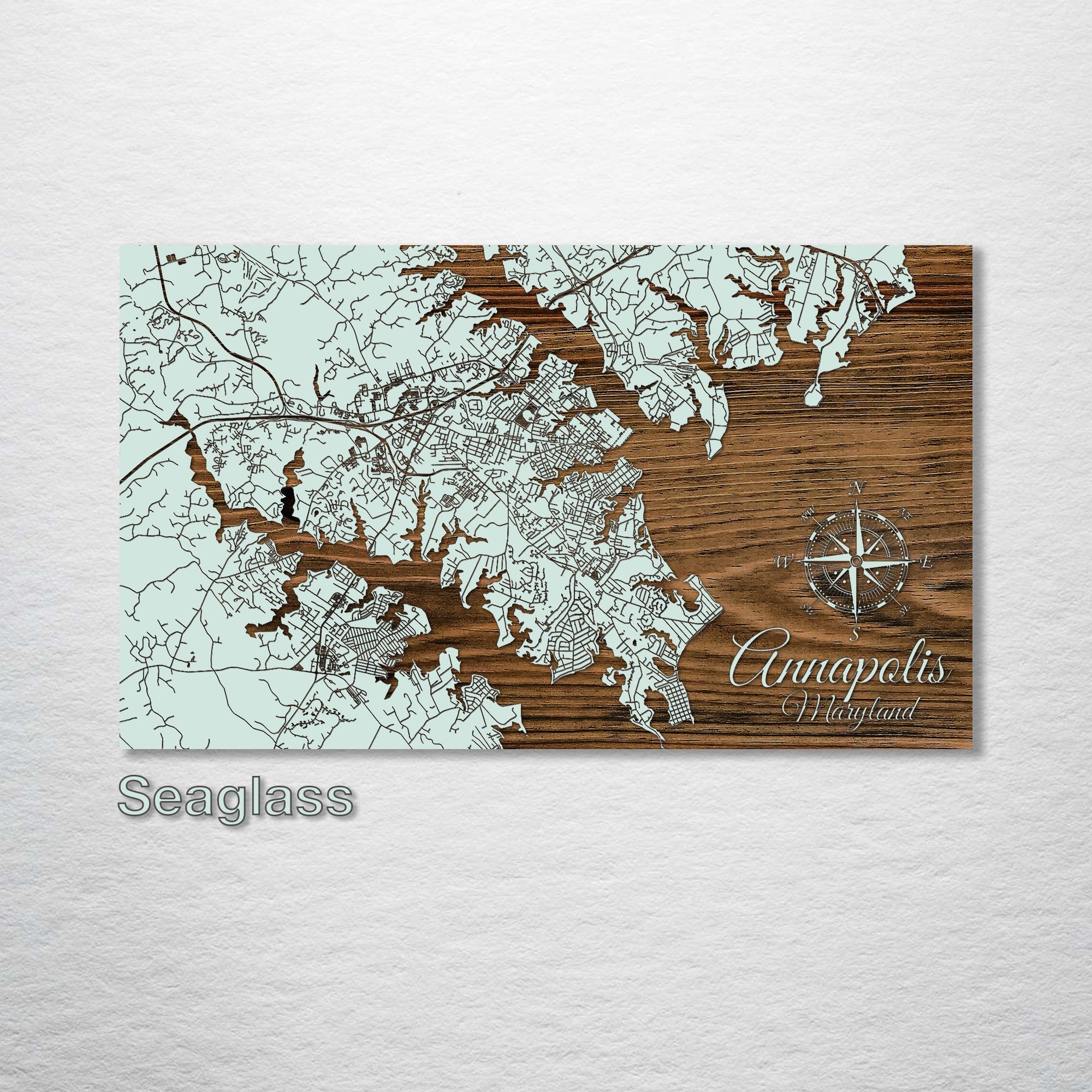 Annapolis, MD - Street Map on Wood