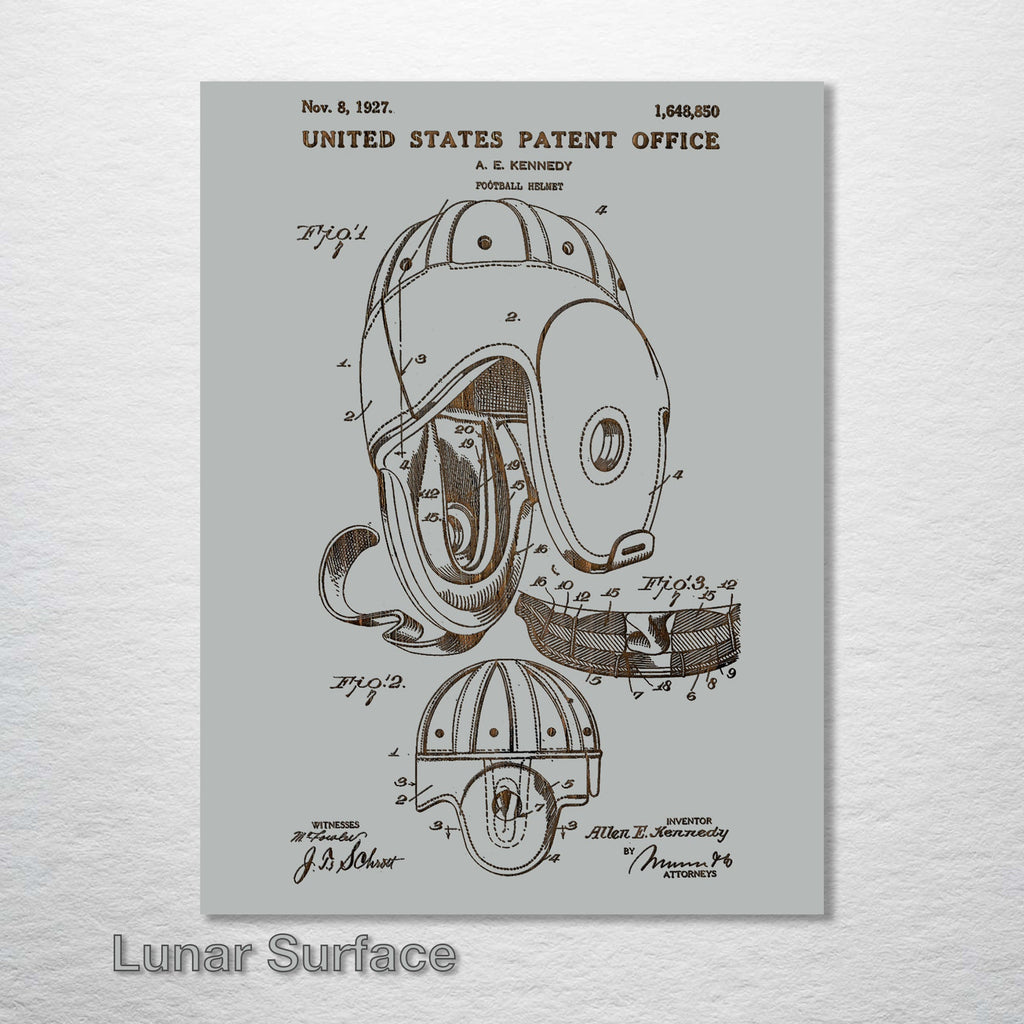 Antique Football Helmet - Patent on Wood