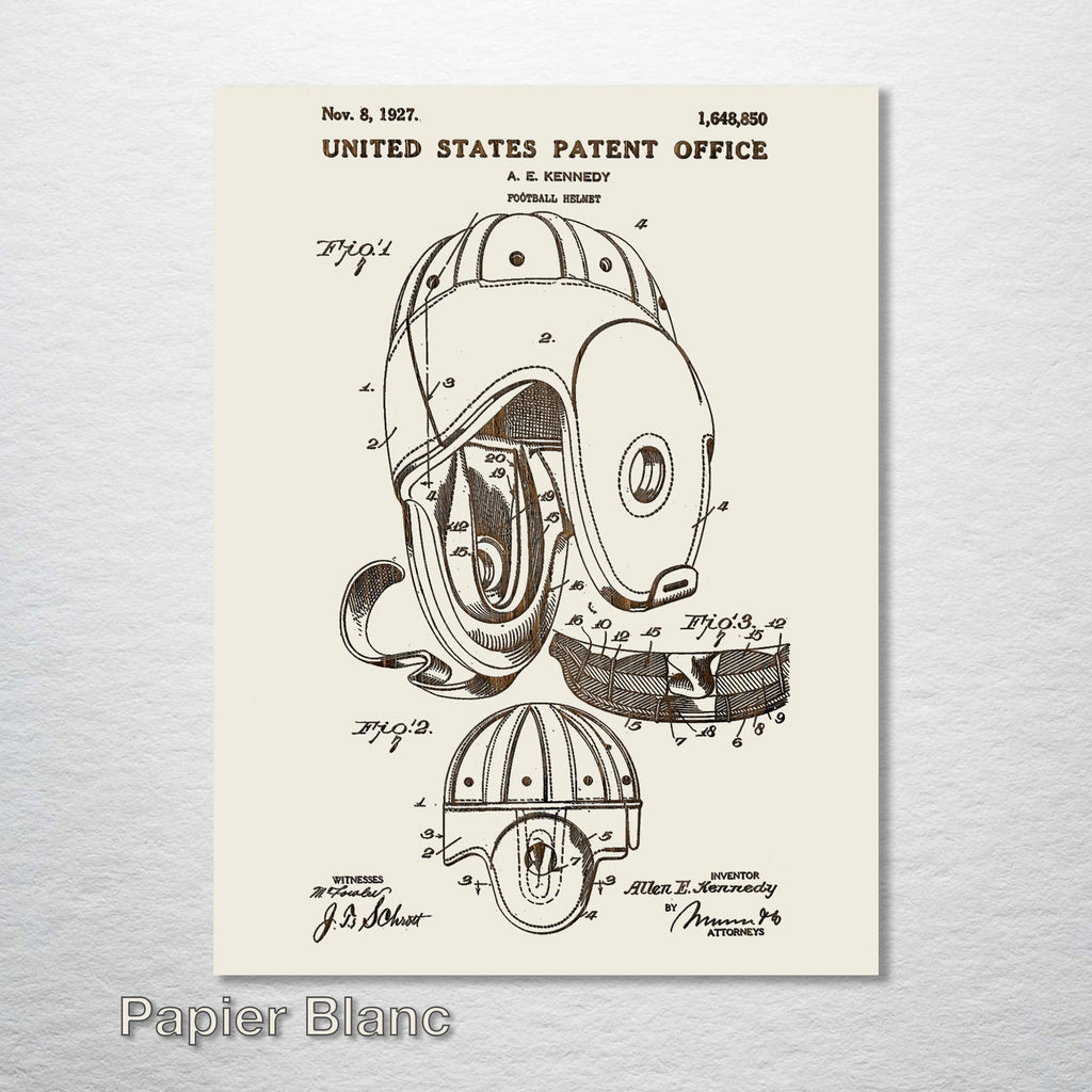 Antique Football Helmet - Patent on Wood
