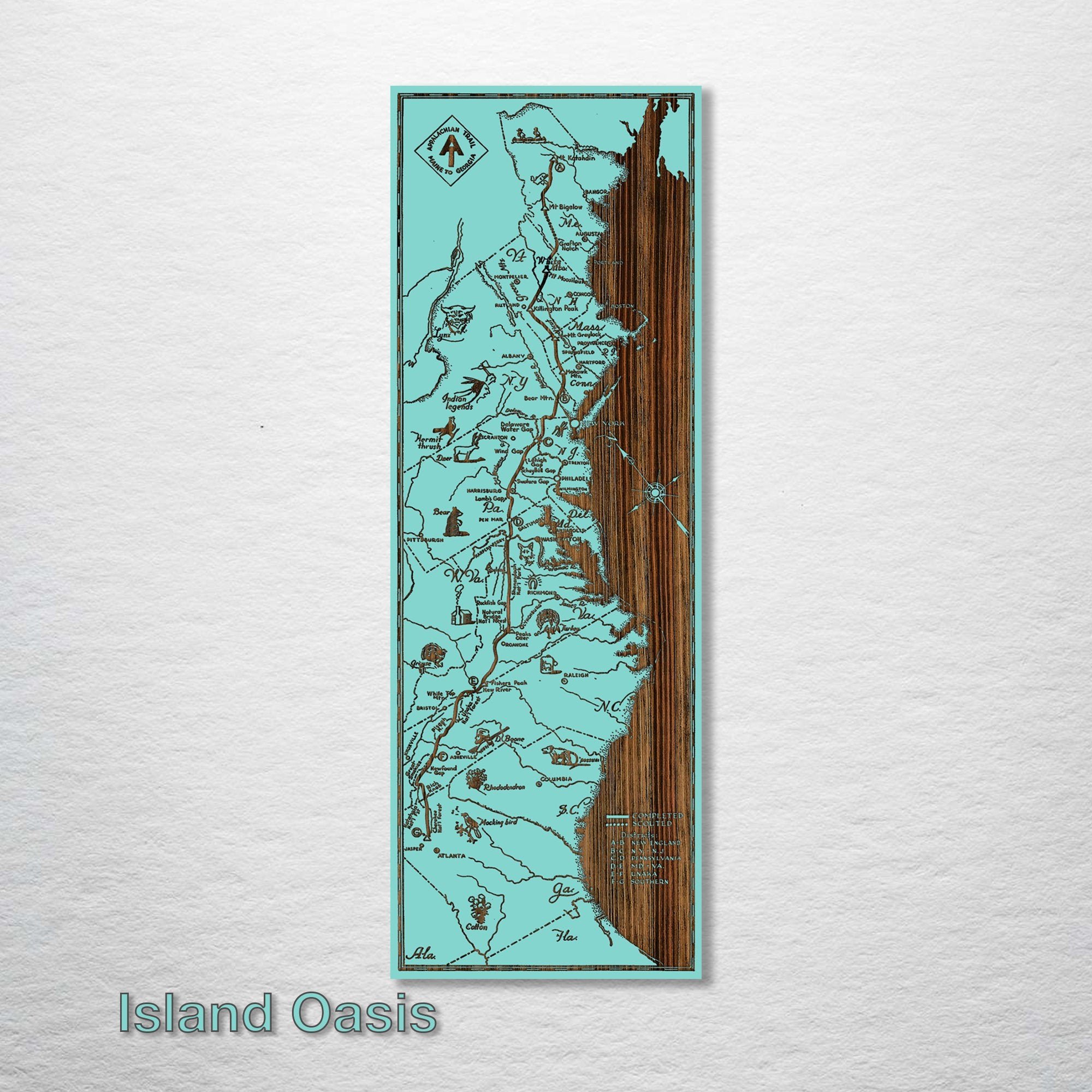 Appalachian Trail - Historic Map on Wood