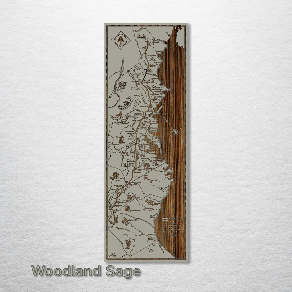 Appalachian Trail - Historic Map on Wood
