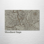 Asheville, NC - Street Map on Wood