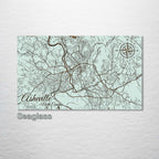 Asheville, NC - Street Map on Wood