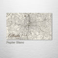 Atlanta, GA - Street Map on Wood