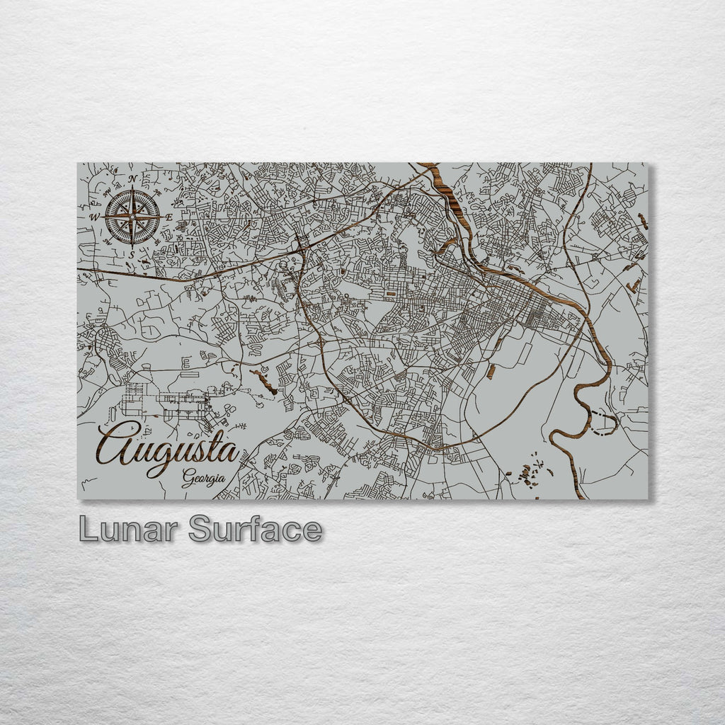 Augusta, GA - Street Map on Wood