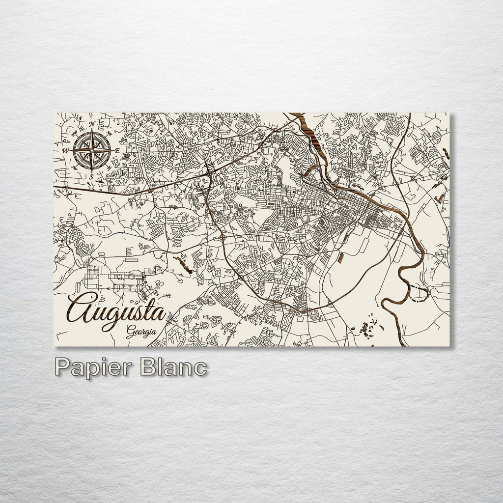 Augusta, GA - Street Map on Wood