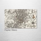 Austin, TX - Street Map on Wood