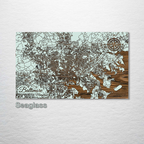 Baltimore, MD - Street Map on Wood