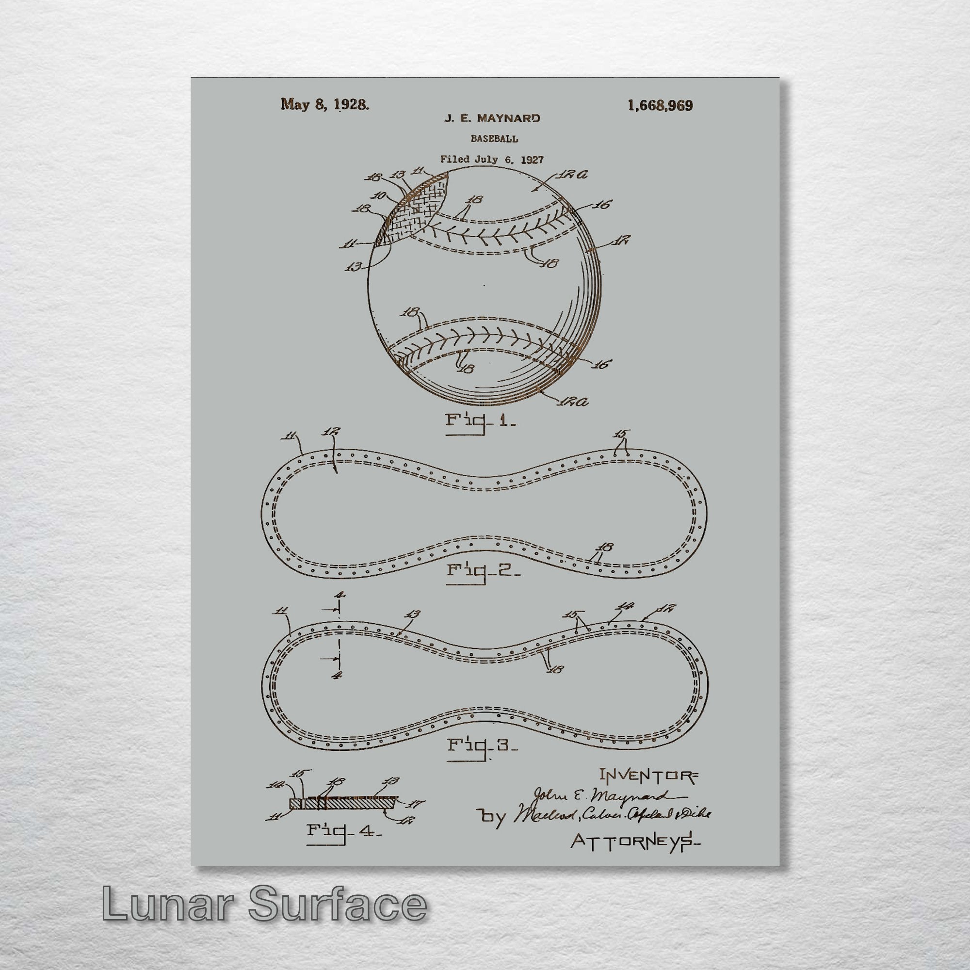 Baseball - Patent on Wood