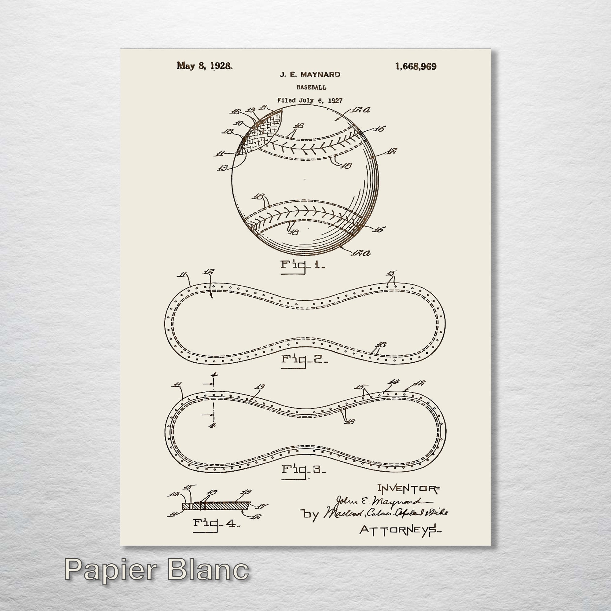 Baseball - Patent on Wood