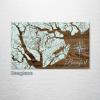 Beaufort, SC - Street Map on Wood