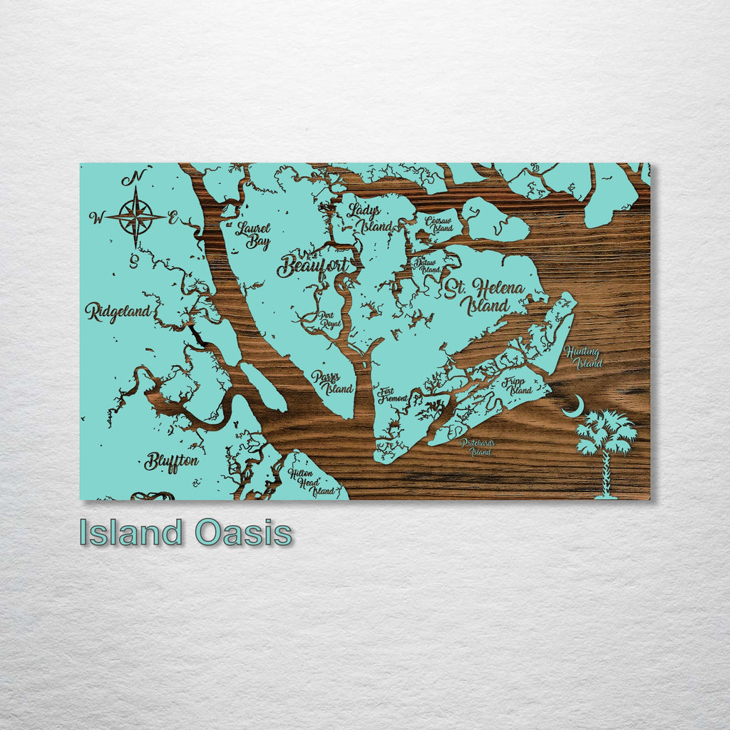Beaufort, SC - Whimsical Map on Wood