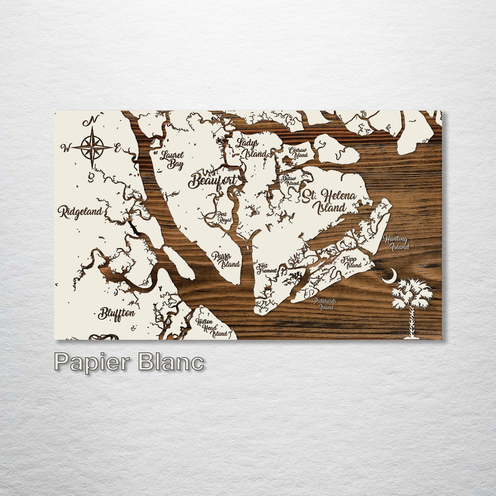 Beaufort, SC - Whimsical Map on Wood