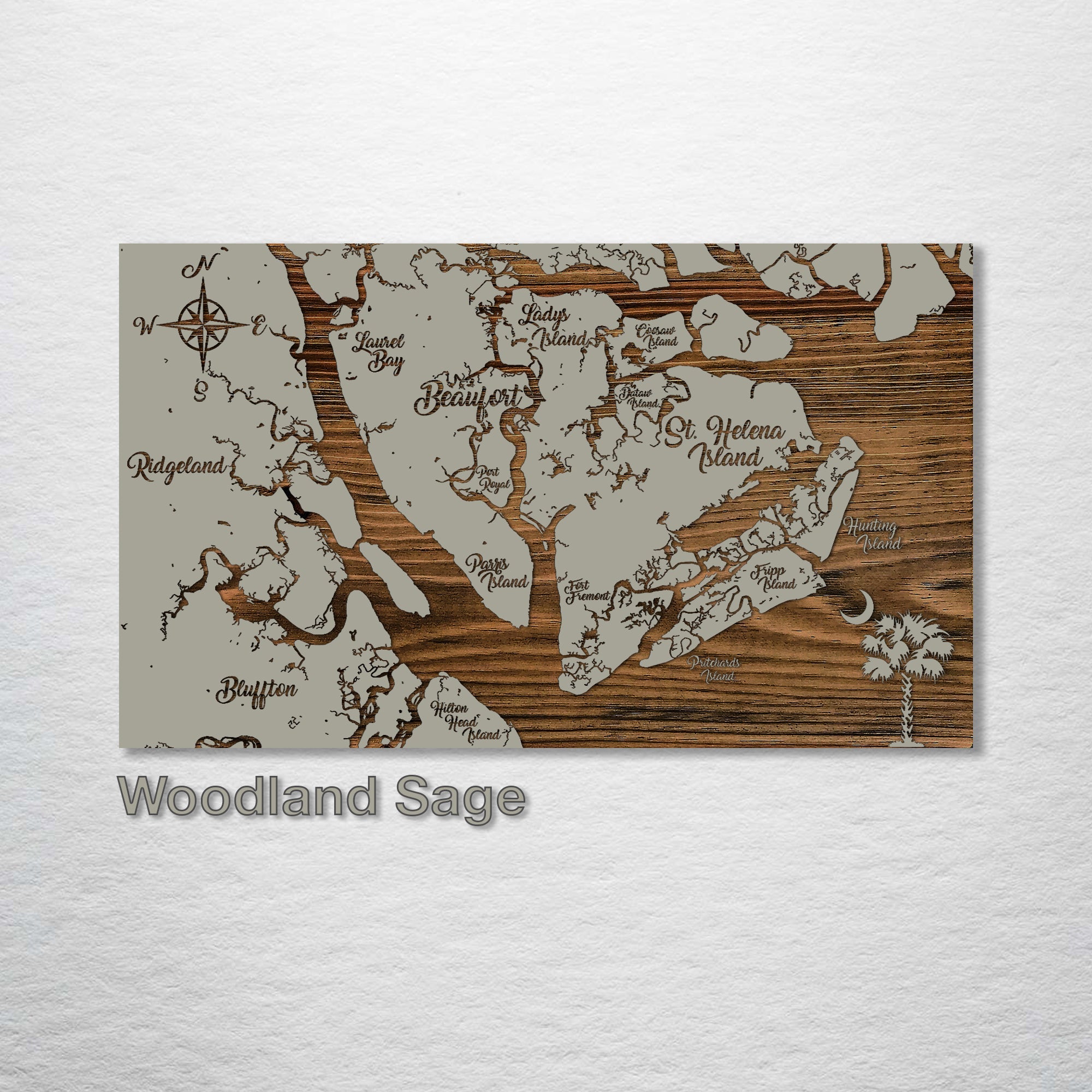 Beaufort, SC - Whimsical Map on Wood