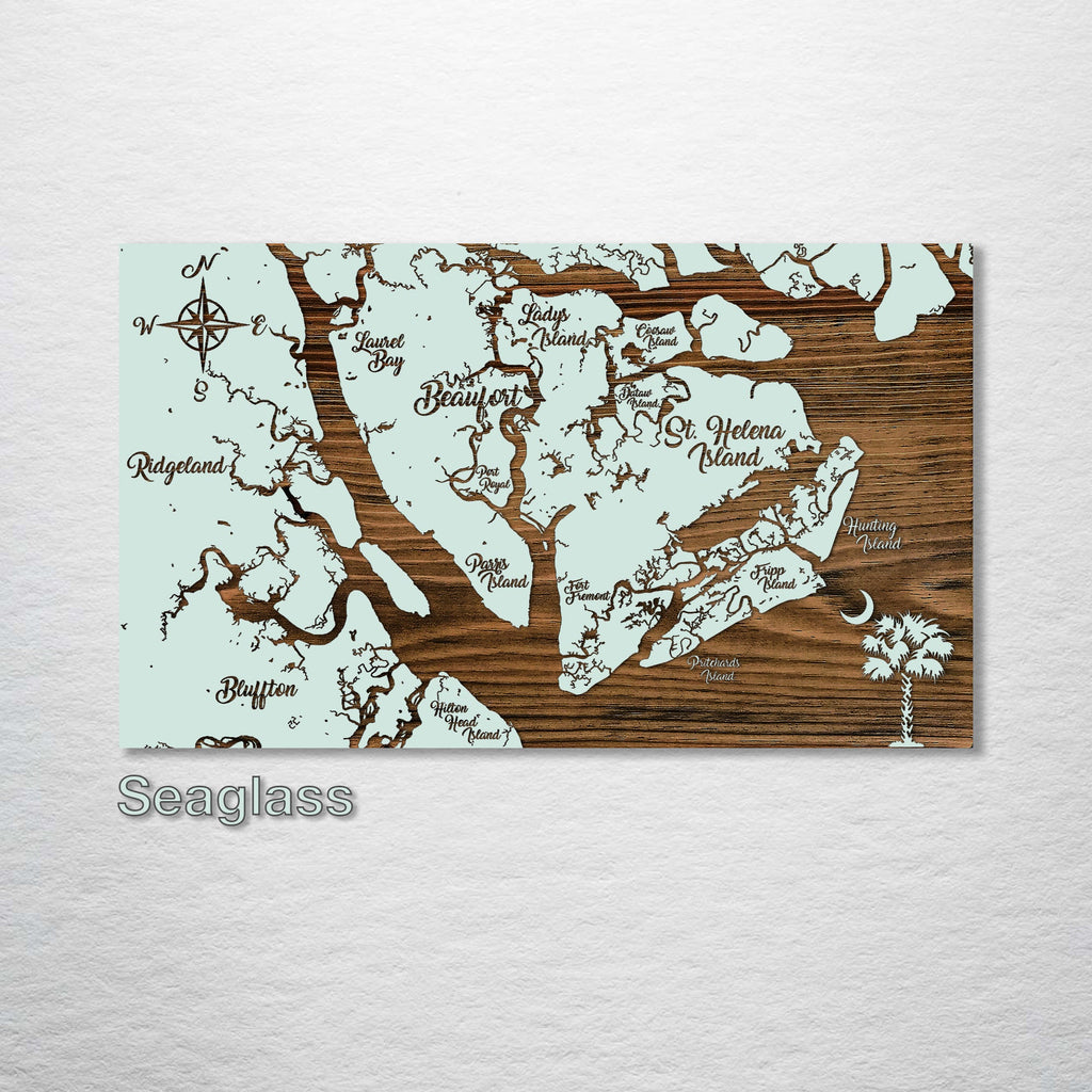 Beaufort, SC - Whimsical Map on Wood