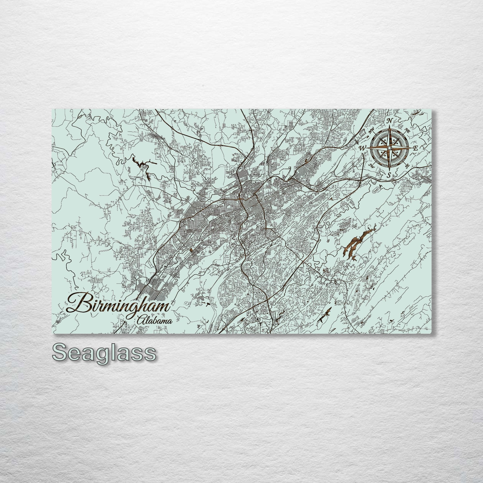 Birmingham, AL - Street Map on Wood