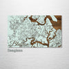 Bluffton, South Carolina - Street Map on Wood