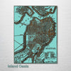 Boston, MA - Historic Map on Wood 1842
