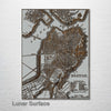 Boston, MA - Historic Map on Wood 1842