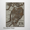 Boston, MA - Historic Map on Wood 1842