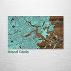 Boston, MA - Street Map on Wood