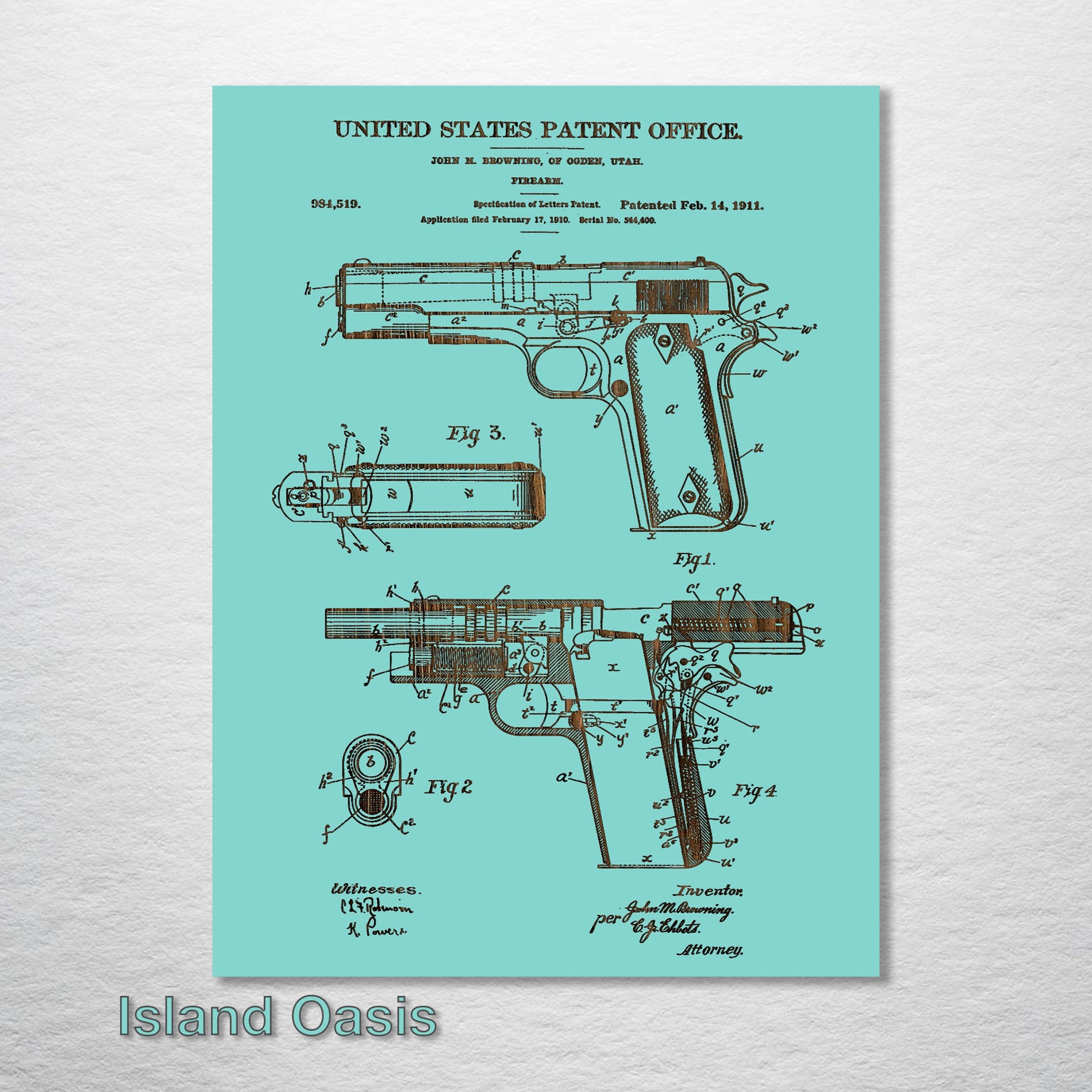 Browning 1911 - Patent on Wood