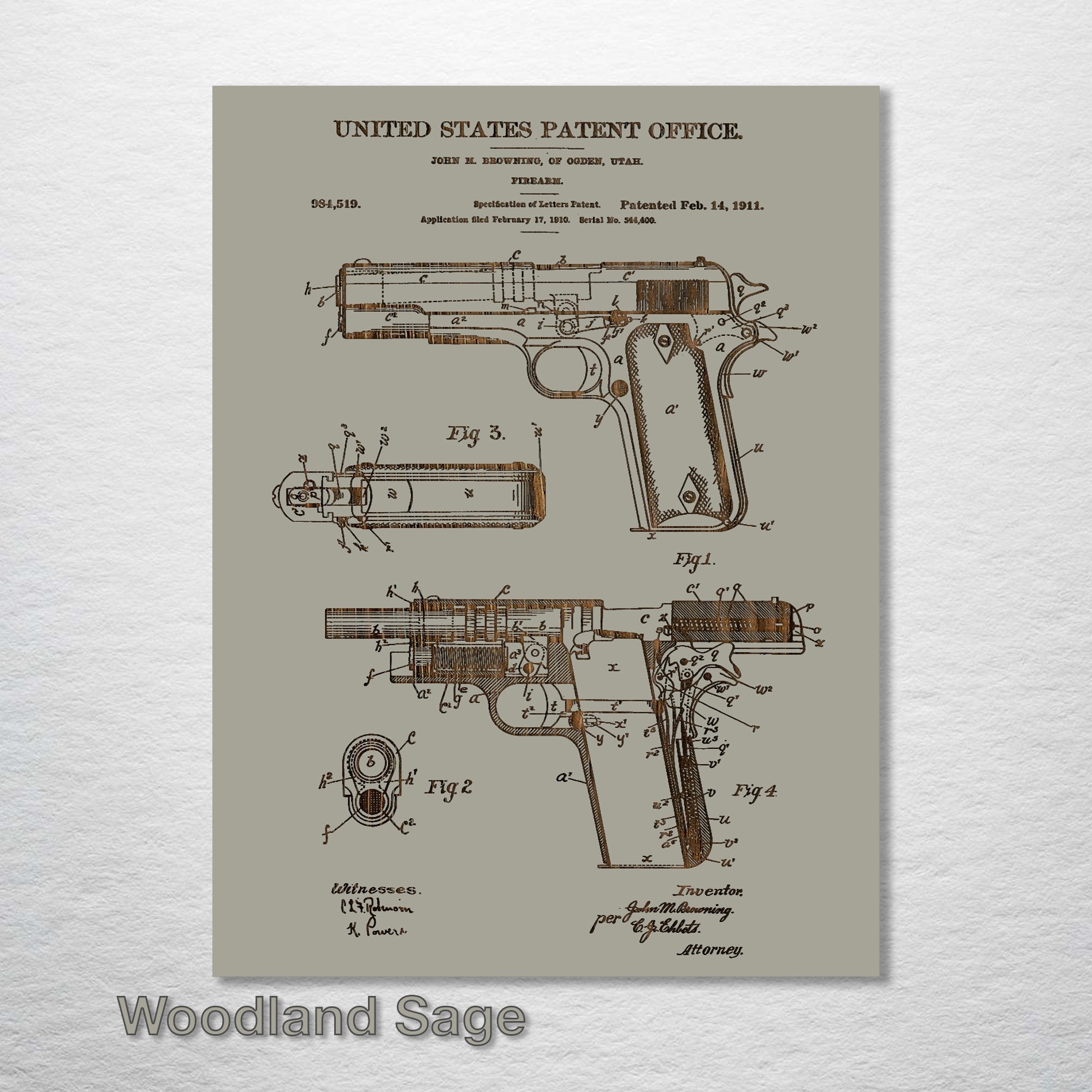 Browning 1911 - Patent on Wood