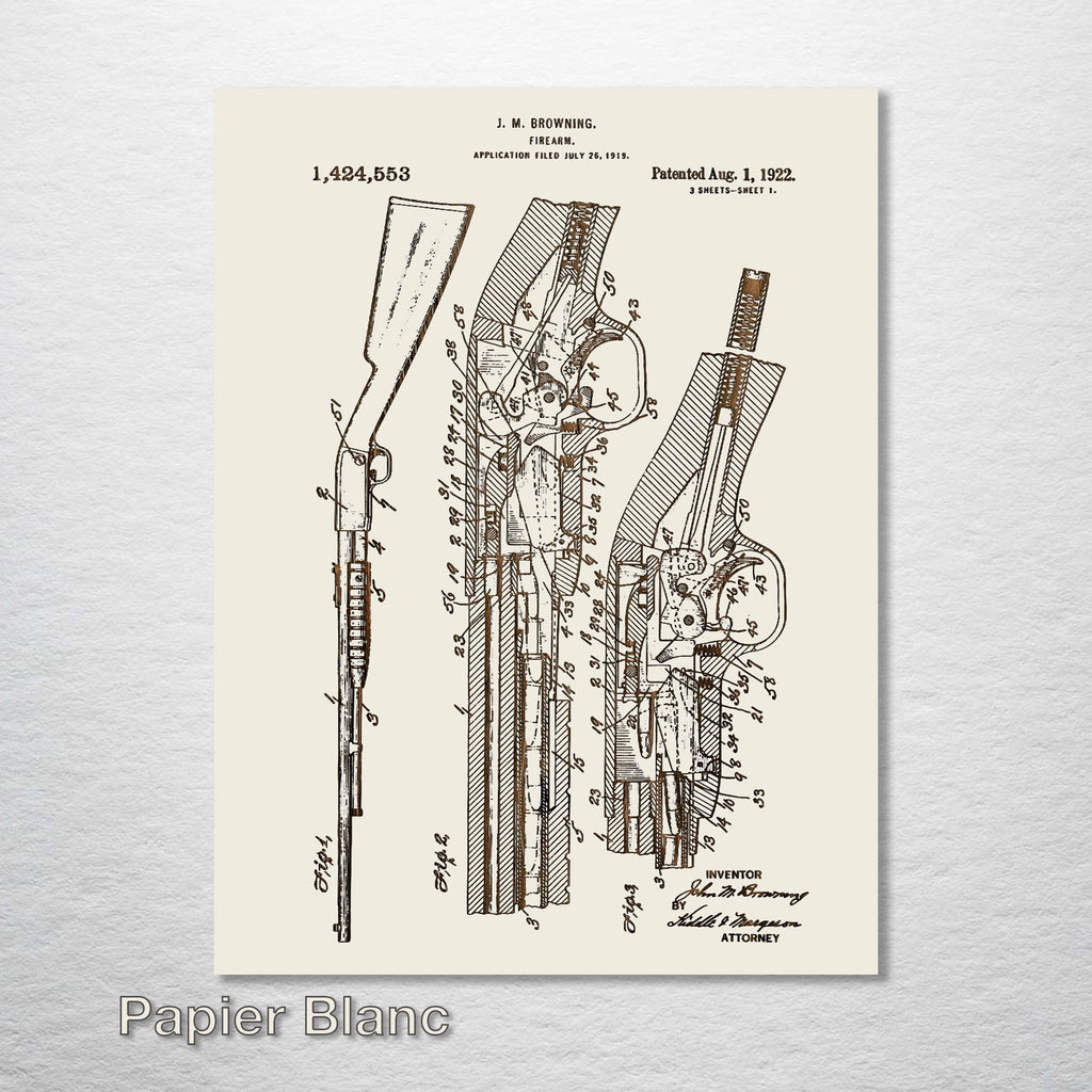 Browning Shotgun - Patent on Wood