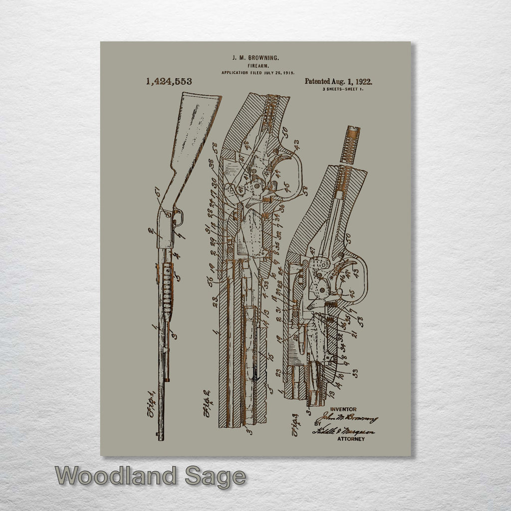 Browning Shotgun - Patent on Wood