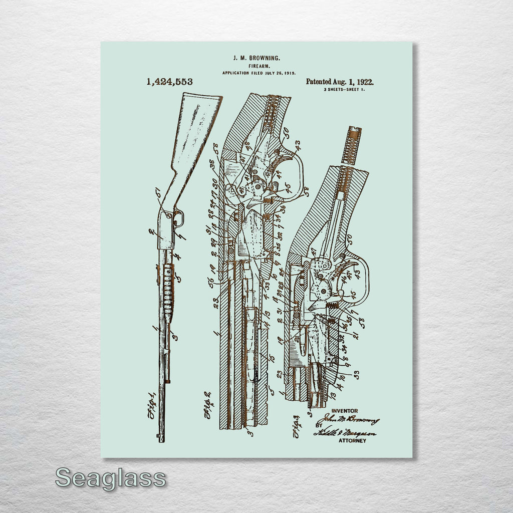 Browning Shotgun - Patent on Wood