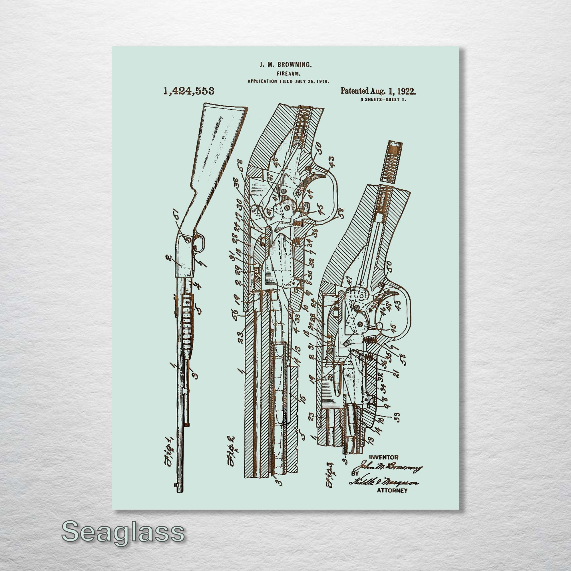 Browning Shotgun - Patent on Wood