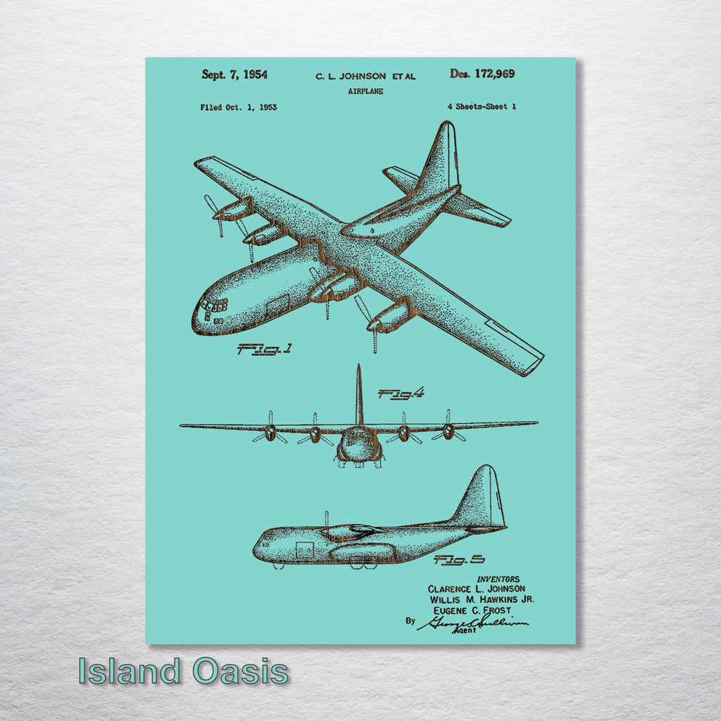 C130 Airplane - Patent on Wood
