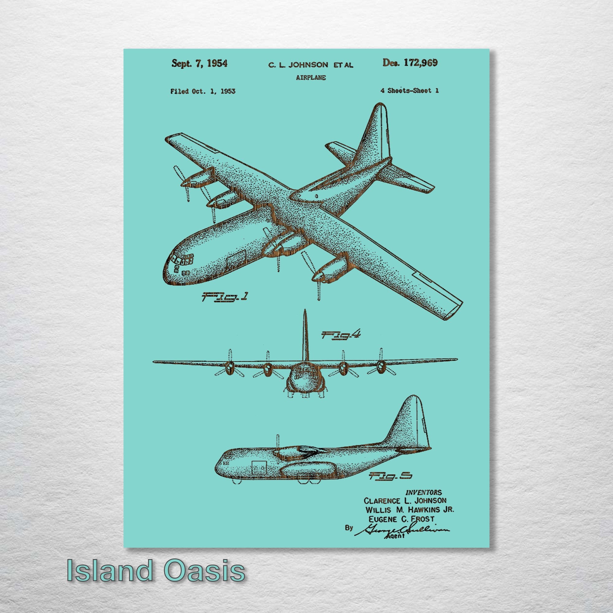C130 Airplane - Patent on Wood