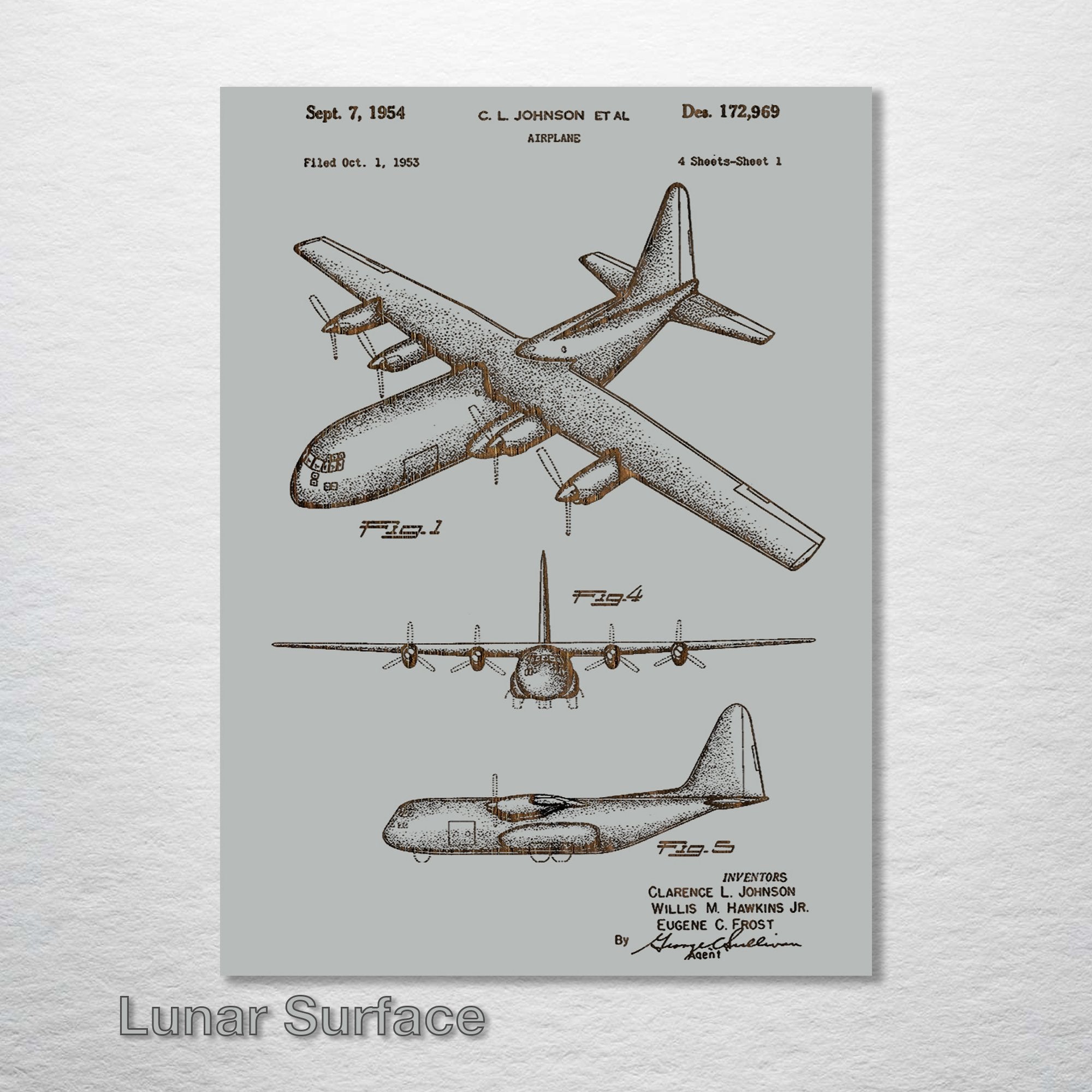 C130 Airplane - Patent on Wood