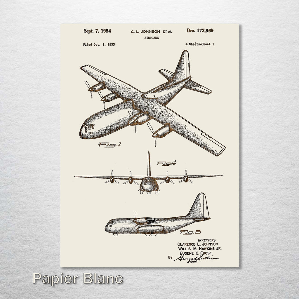 C130 Airplane - Patent on Wood