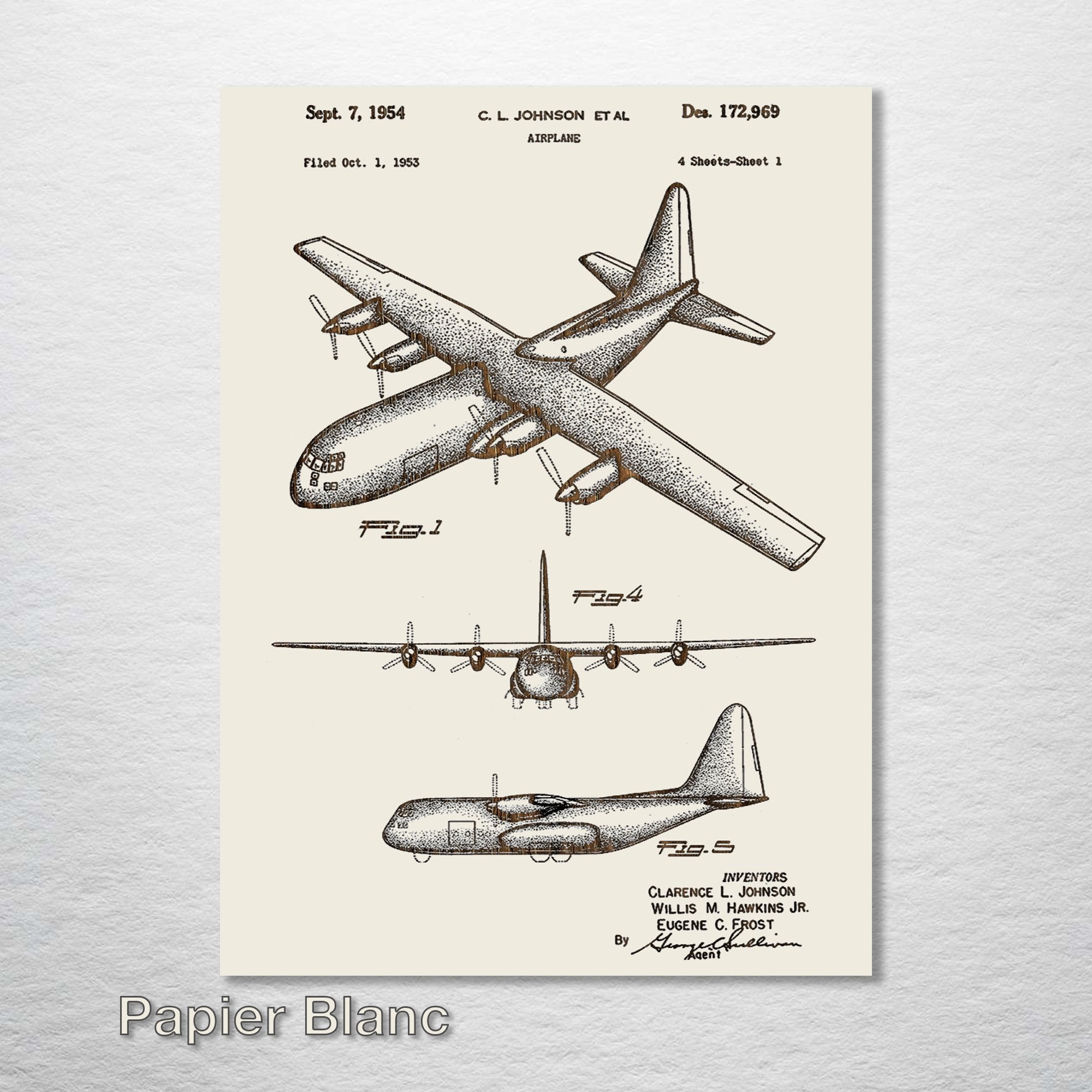 C130 Airplane - Patent on Wood