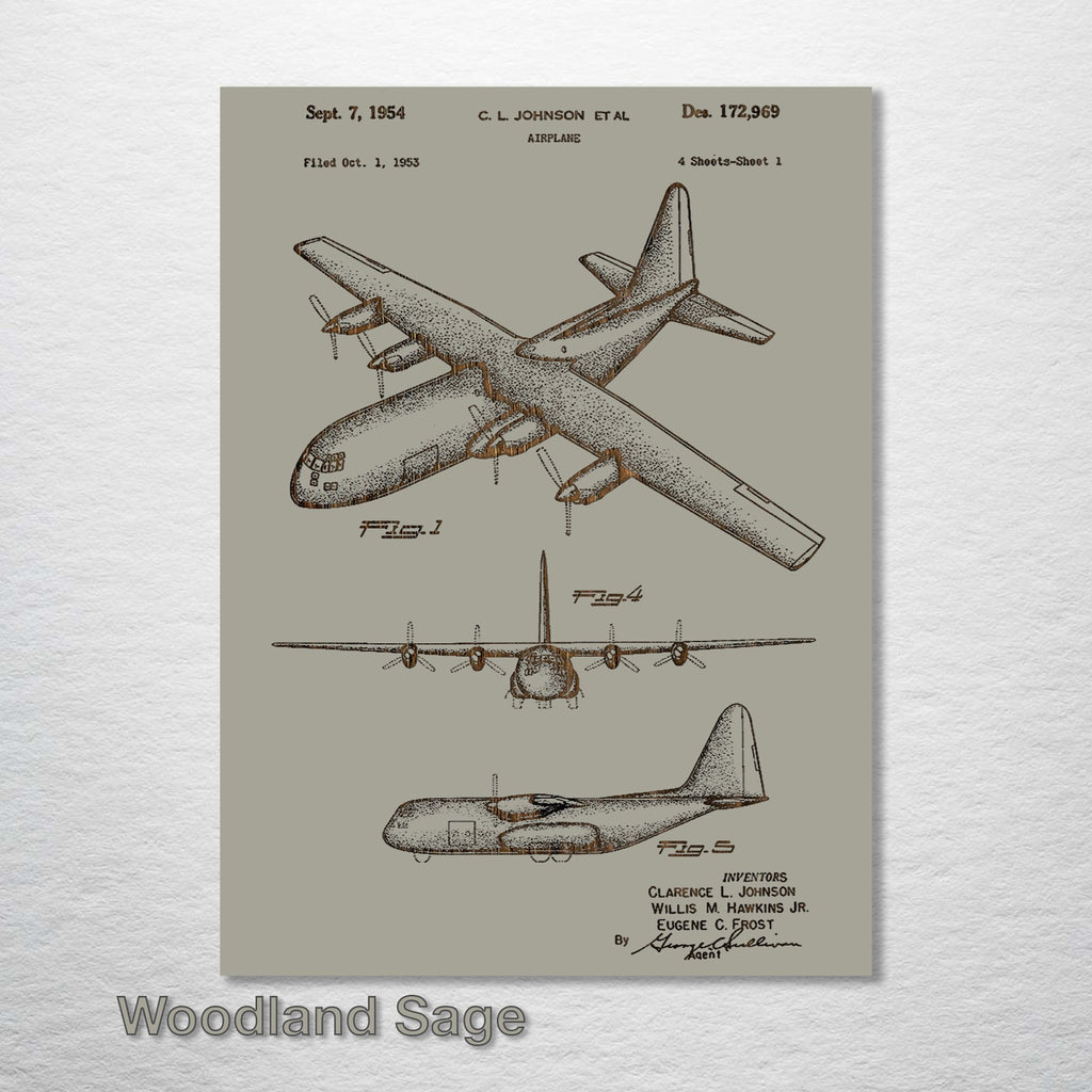 C130 Airplane - Patent on Wood