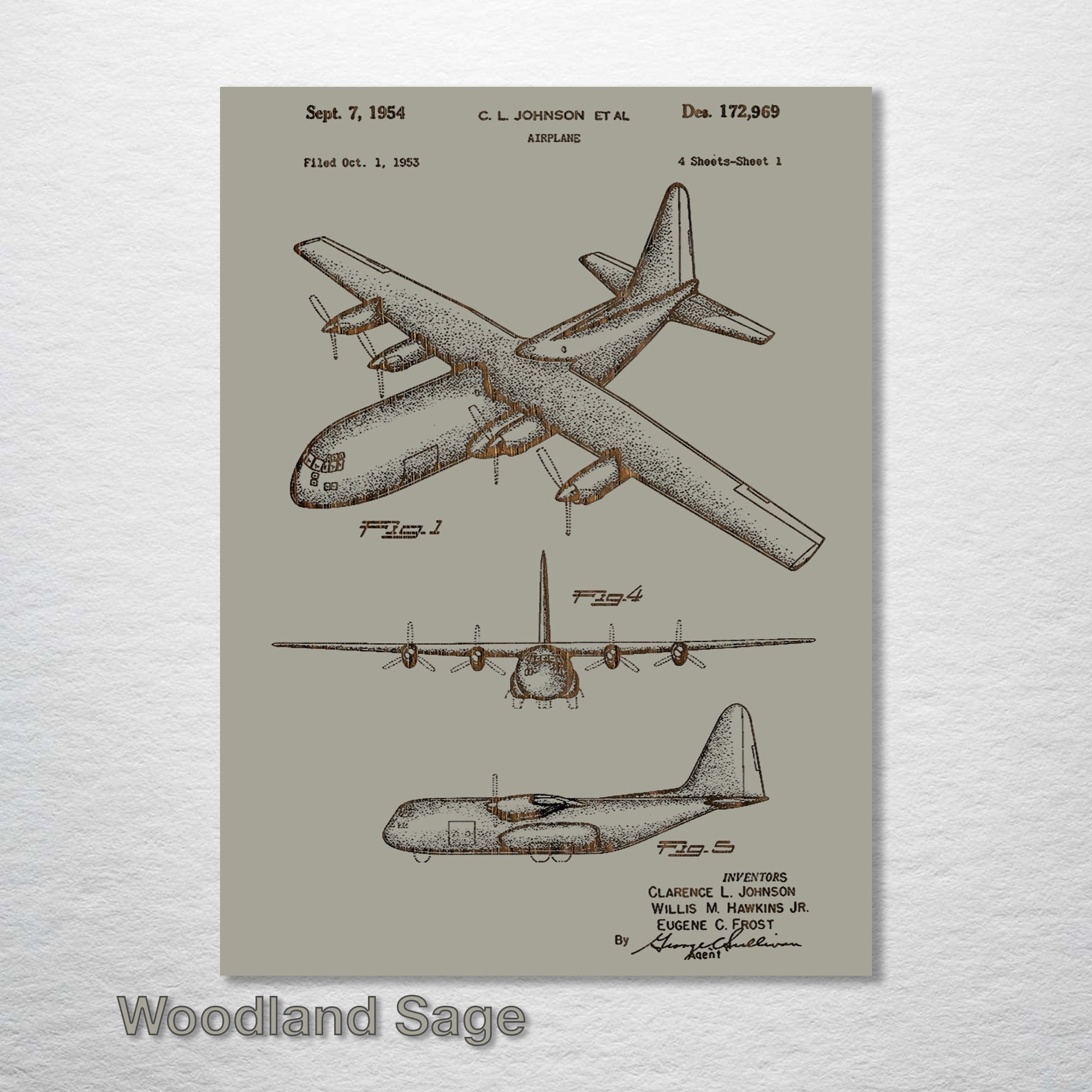 C130 Airplane - Patent on Wood