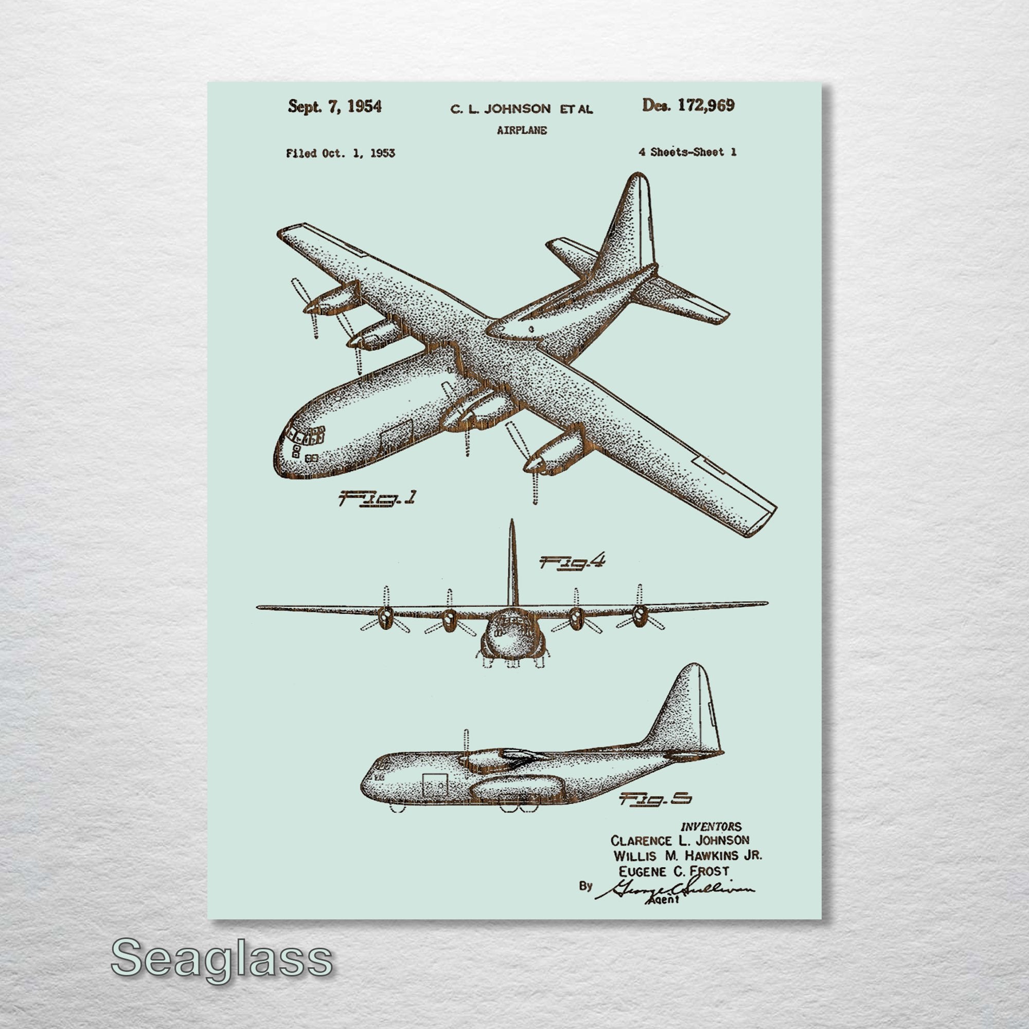 C130 Airplane - Patent on Wood