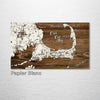 Cape Cod Bay, MA - Whimsical Map on Wood