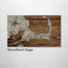 Cape Cod Bay, MA - Whimsical Map on Wood